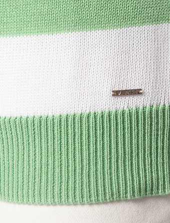 картинка Джемпер женский фисташковый-белый-полосы магазин Одежда+ являющийся официальным дистрибьютором в России 